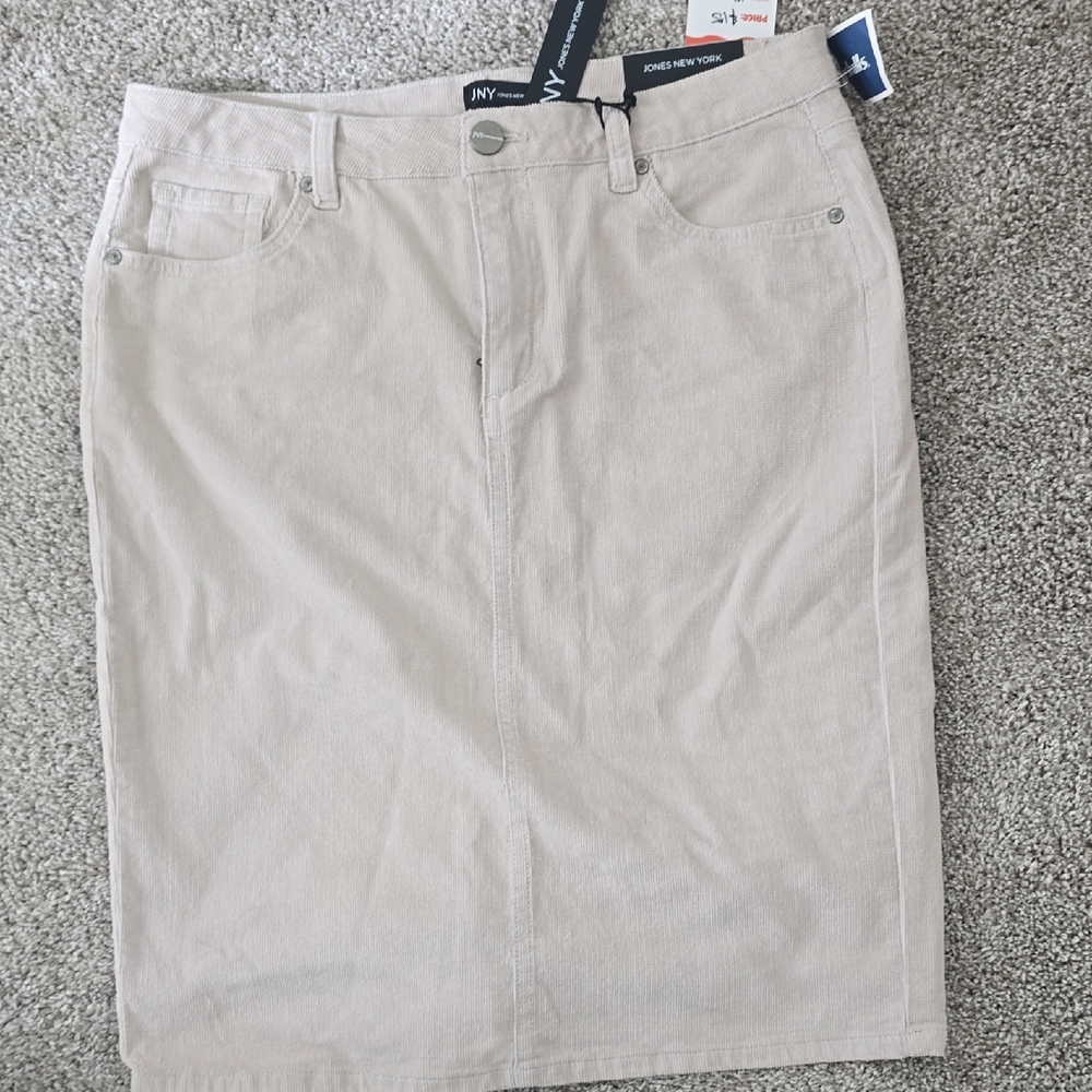 Jones New York Light Beige Corduroy Pencil Skirt